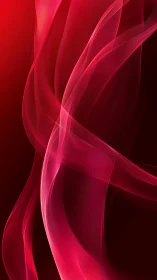 Crimson translucent waveforms curve across deep red field