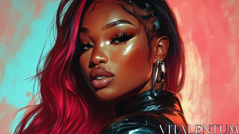 Radiant portrait of a neon-haired muse in bold light.