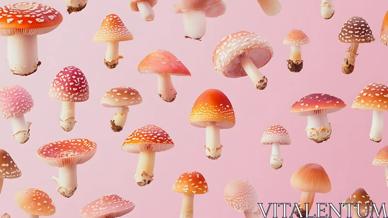 Chromatic fly agaric array in controlled levitation field.