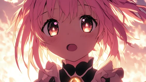 Backlit anime girl rendered with warm cinematic lighting effects