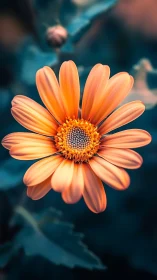 Petaled sunbeam hangs glowing over velvet teal shadows