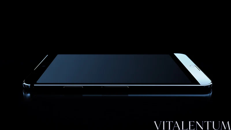Sleek smartphone rests in the dark with a gentle blue glow
