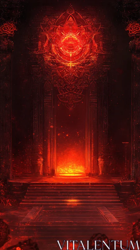 Infernal basalt throne portal with radiant occult sigil