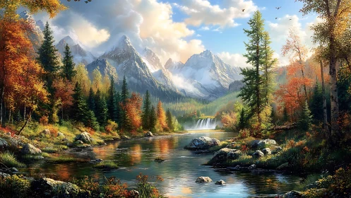 Autumn mountains whisper softly above a mirror-bright river