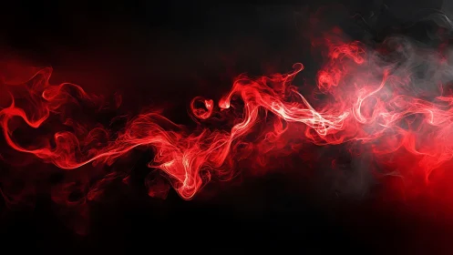 Crimson wisps drifting like firelit whispers in shadowed air.
