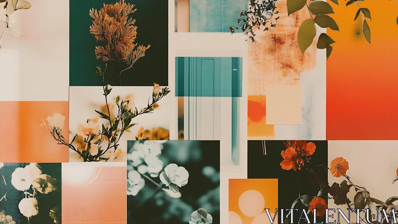 Colorful floral collage gently blends nature with modern design