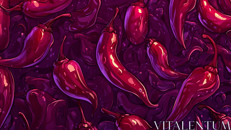 Digital illustration shows repeated red chili peppers pattern