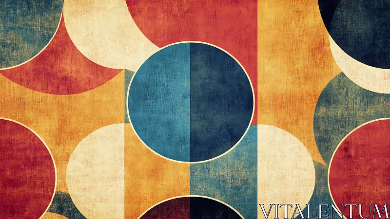 Geometric circle grid with retro textured color fields.