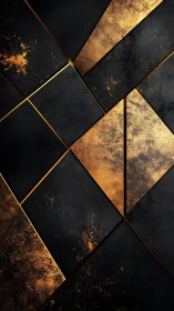 Gilded midnight geometry with bold, glowing angles.