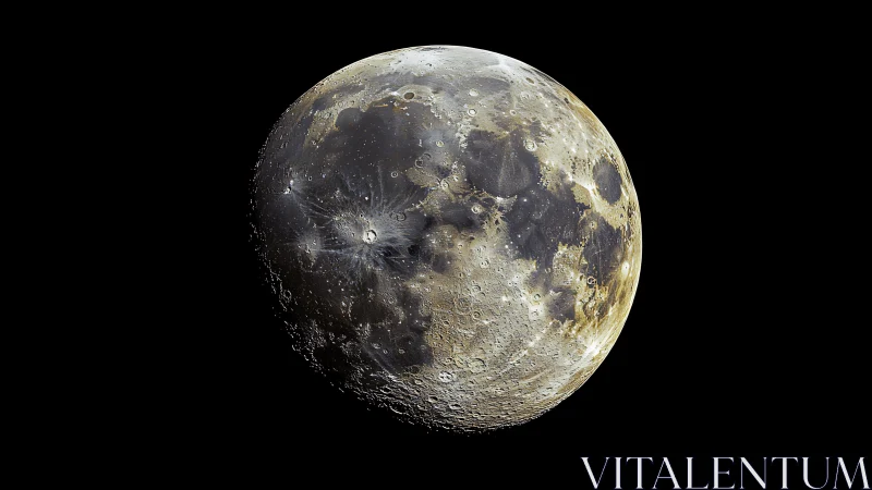 Lunar surface detail in high contrast against black space.