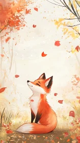 Content little fox enjoying a gentle golden autumn day.