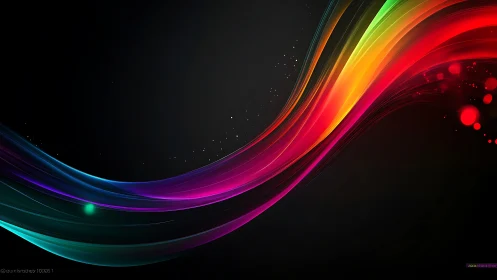 Chromatic light waves arc across a deep black digital field