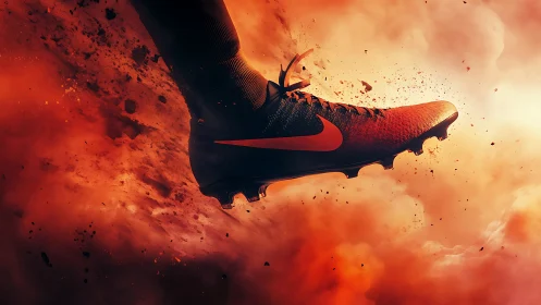Volcanic sprint launches a flaming soccer boot into orbit