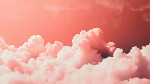 Cotton candy cloud kingdom drifting in rosy pastel sky.