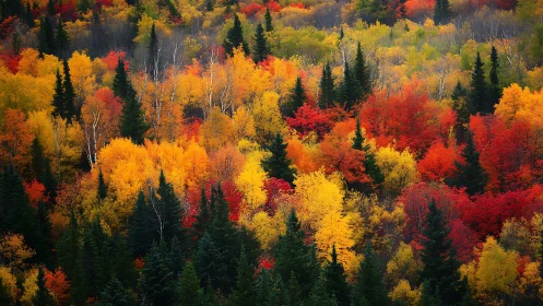 Golden autumn forest glowing with rich, cozy colors.