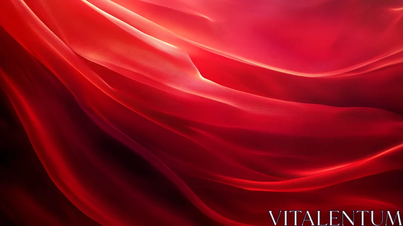 Translucent red fabric waves with directional rim lighting