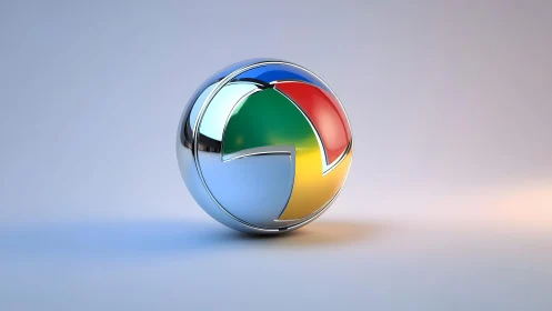 Chrome-inspired metallic sphere reflects soft studio light.