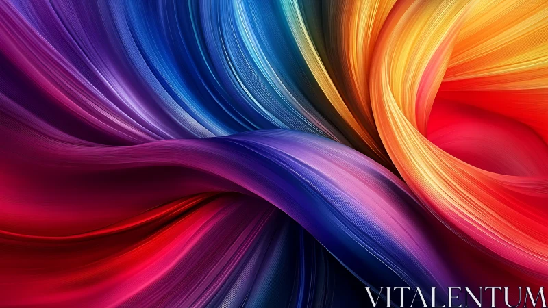 Multichromatic flowing ribbons with high-frequency linear texture