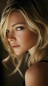 Soft golden portrait captures an intense sideways glance.