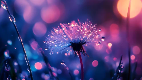 Dewdrops and Dreams: Nature's Glowing Nighttime Wonder.