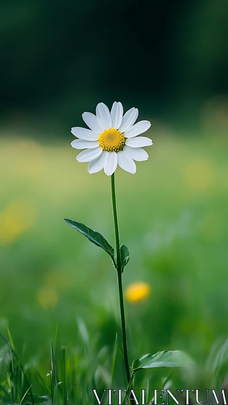 Single daisy macro study isolates bloom against smooth bokeh field