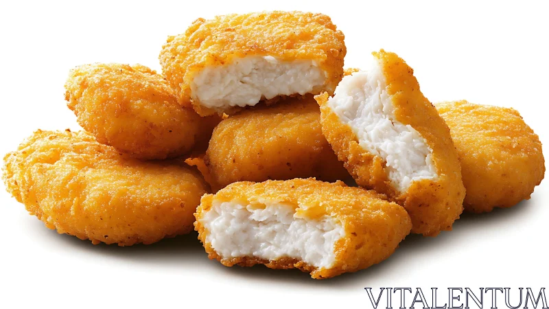 Golden fried chicken nuggets with crispy breading.