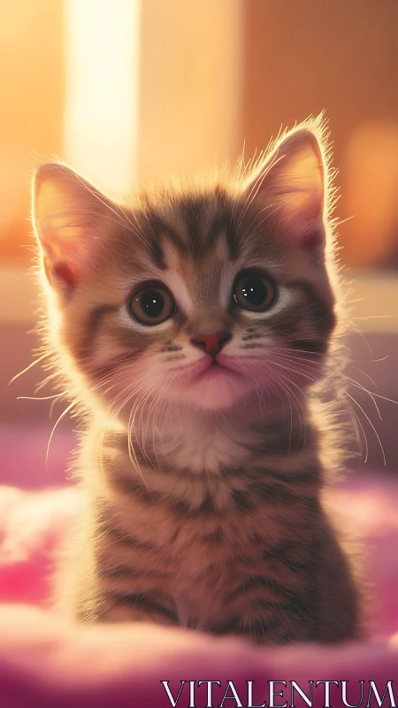 Golden Hour Kitten in Warm Dream Light.