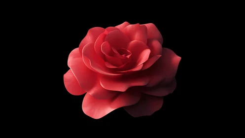 Crimson Petals Blooming in Shadow: Digital Rose Rendered in Radiant Red.