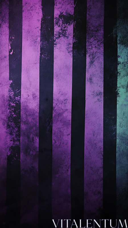 Vertical textured stripes divide purple and teal gradients.