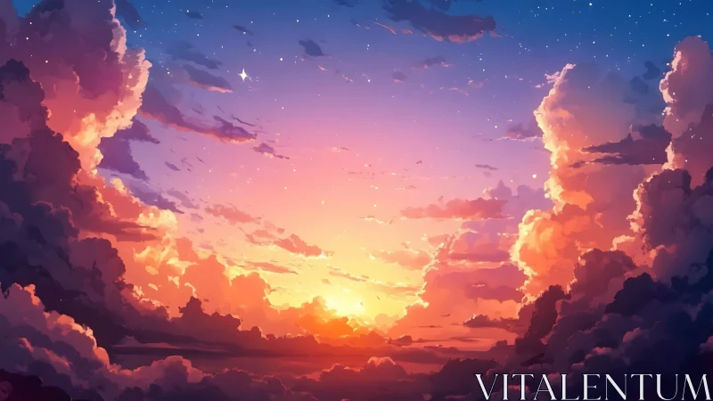 Radiant stratocumulus sunset with saturated dual-gradient sky