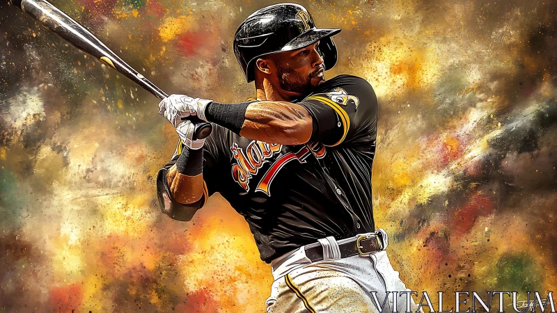 Dynamic baseball hitter captured in high-saturation digital painting