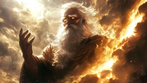 Storm-sculpting elder bends fire and cloud into creation