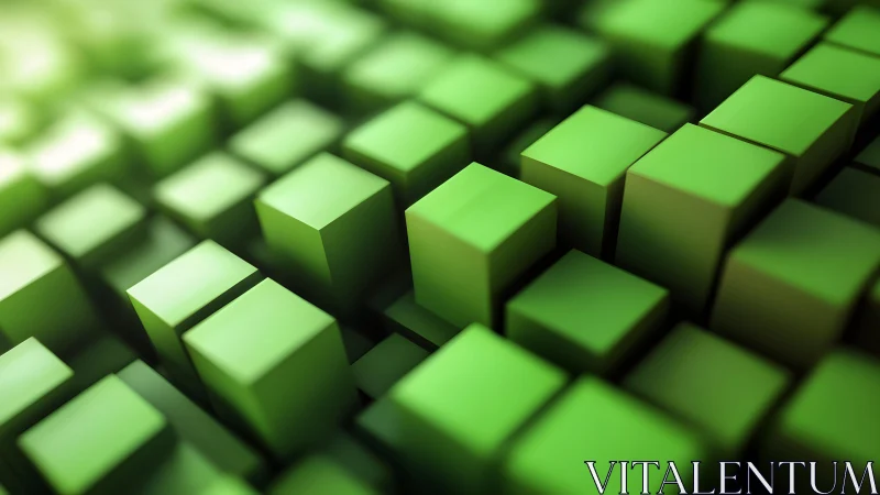 Abstract green cubes in 3D geometric pattern, modern digital art.