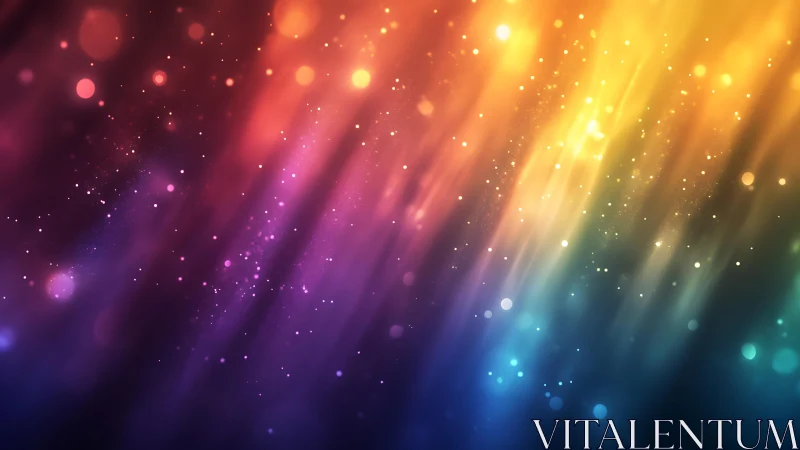 Vivid abstract light rays and colorful bokeh digital background.