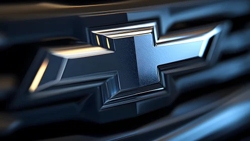 Close-up of Chevrolet Emblem on Grille in Modern Metallic Style.