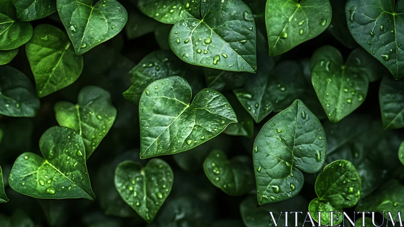 Rain-kissed heart leaves weave a lush emerald tapestry.