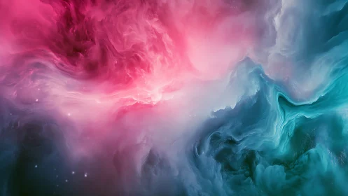 Nebula-inspired abstract cloudscape in pink and teal.