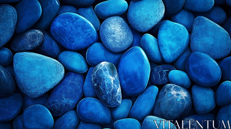 Vivid blue river stones form a soothing abstract pattern.