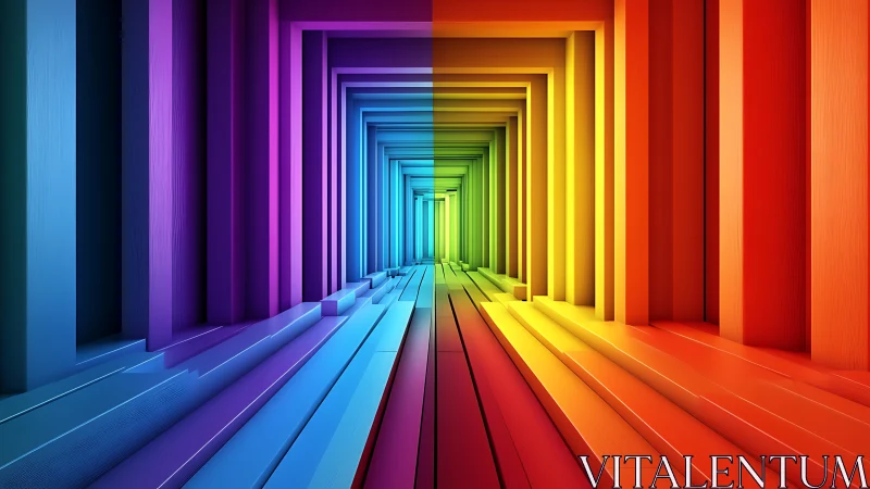 Chromatic corridor split into dual spectrum geometric bands.