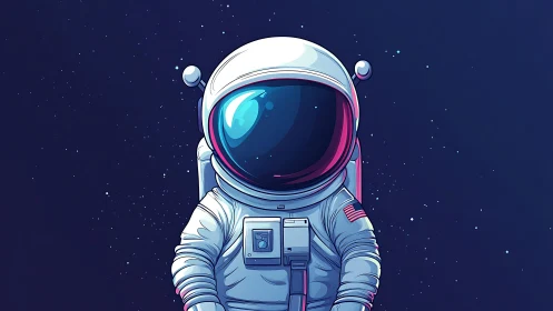 Astronaut portrait floats in deep indigo starfield silence.