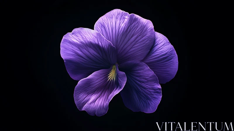 Purple Iris Flower with Detailed Petal Veining Against Black