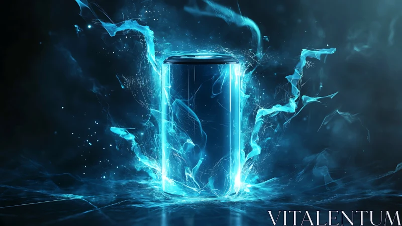 Electrified energy cell rendered with luminous plasma effects