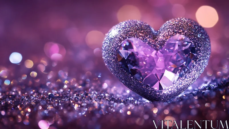 Glittering amethyst heart quietly crowns a violet galaxy