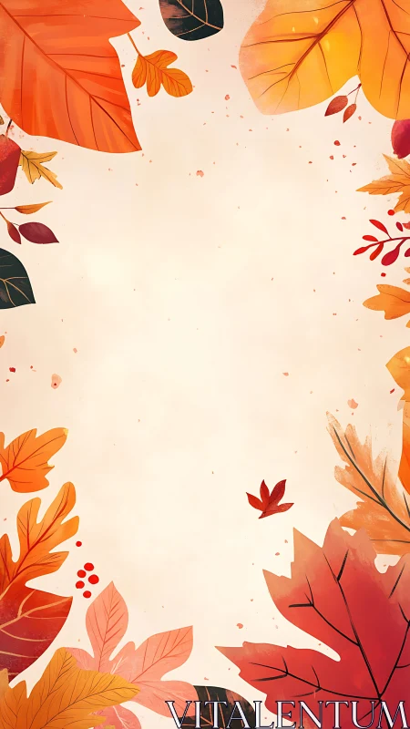 Warm autumn leaves frame soft background for seasonal text