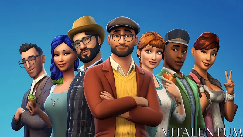 Parametric 3D portrait array of stylized urban character avatars.