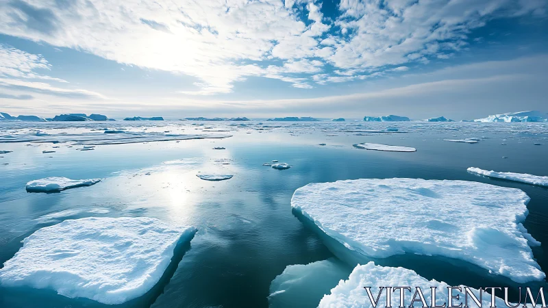 Wide-angle polar seascape documents drifting sea ice under low sun