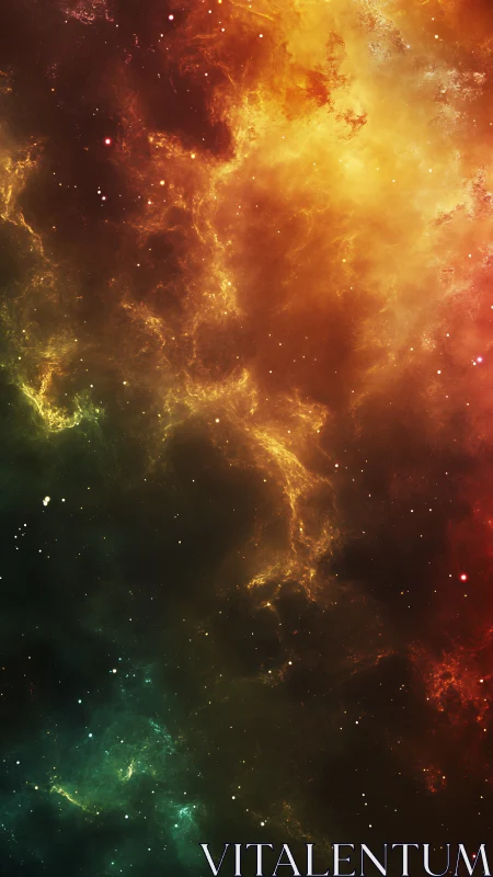 Vertical nebula field shows color gradient and dispersed stars