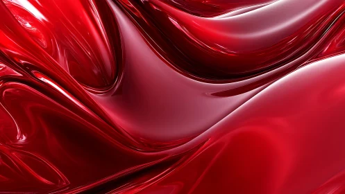Vibrant red liquid abstract art with smooth glossy waves.