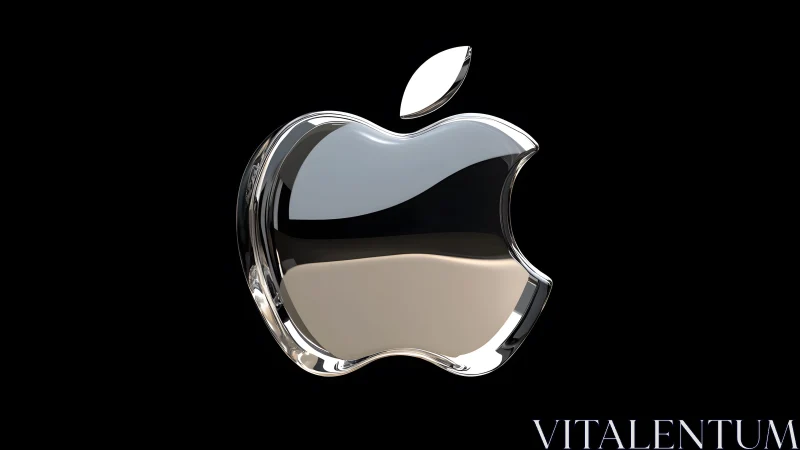 Shiny Metallic Apple Logo on Black Background, 3D Rendered Style. Shiny Metallic Apple Logo on Black Background, 3D Rendered Style.