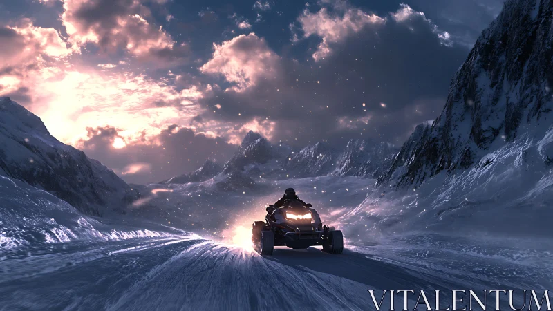 Arctic Chase Through Mountains at Sunset